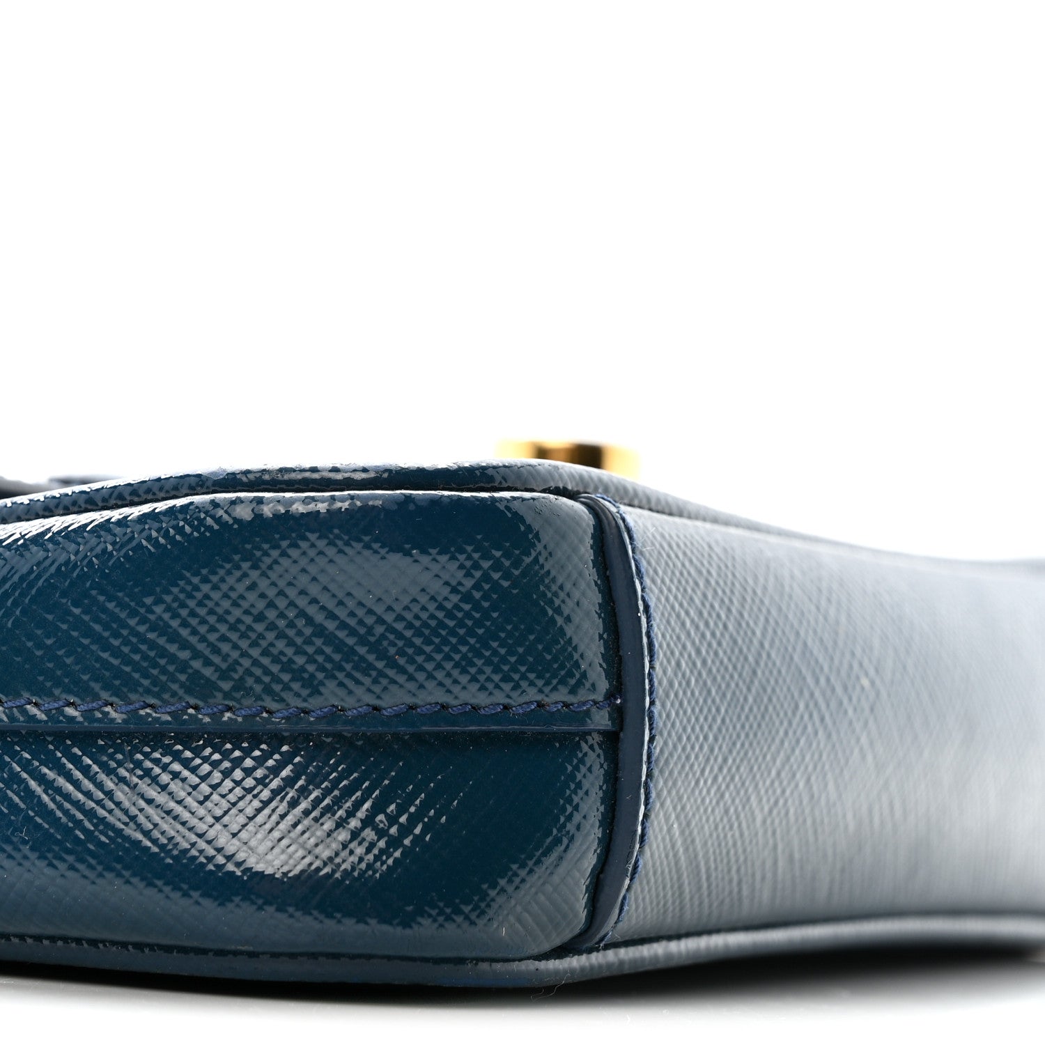 Prada Saffiano Vernice Lock Flap Chain Bag Azzurro