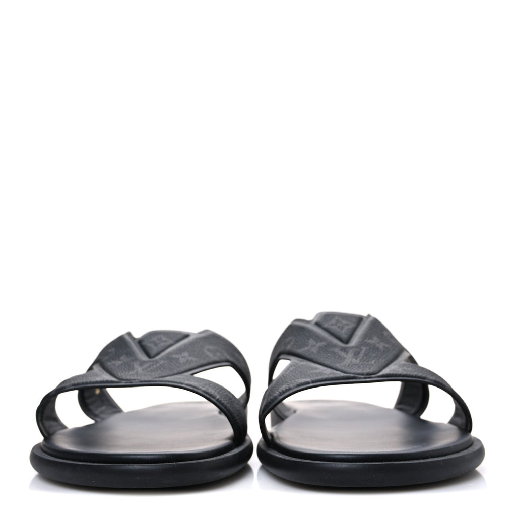 Louis Vuitton Monogram Eclipse Calfskin Mens LV Oasis Mules 12 Black