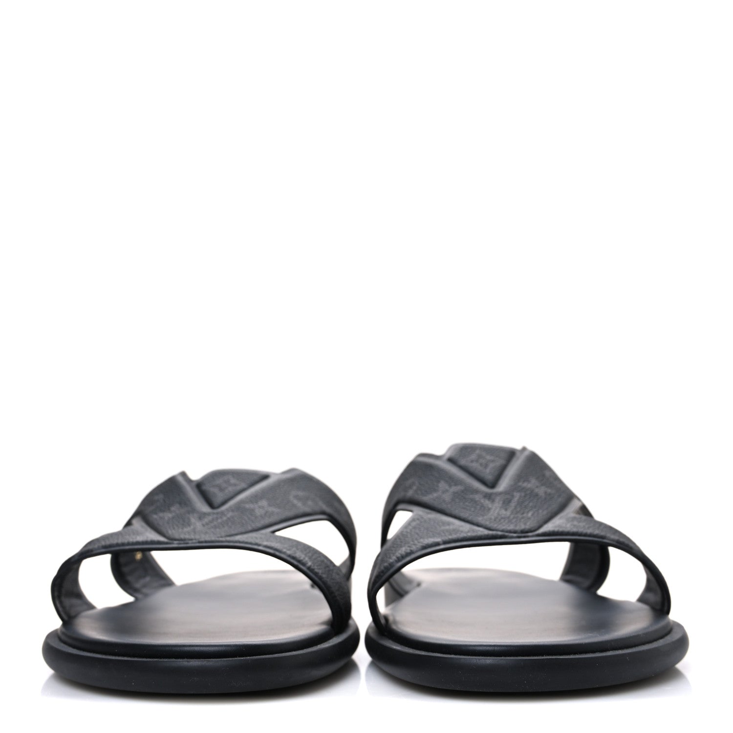 Louis Vuitton Monogram Eclipse Calfskin Mens LV Oasis Mules 12 Black