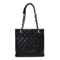 Chanel Caviar Quilted Petit Shopping Tote PST Black