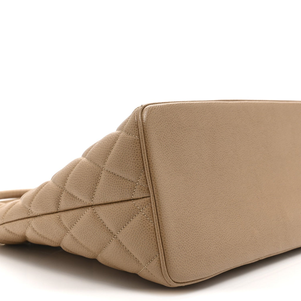Chanel Caviar Quilted Medallion Tote Beige