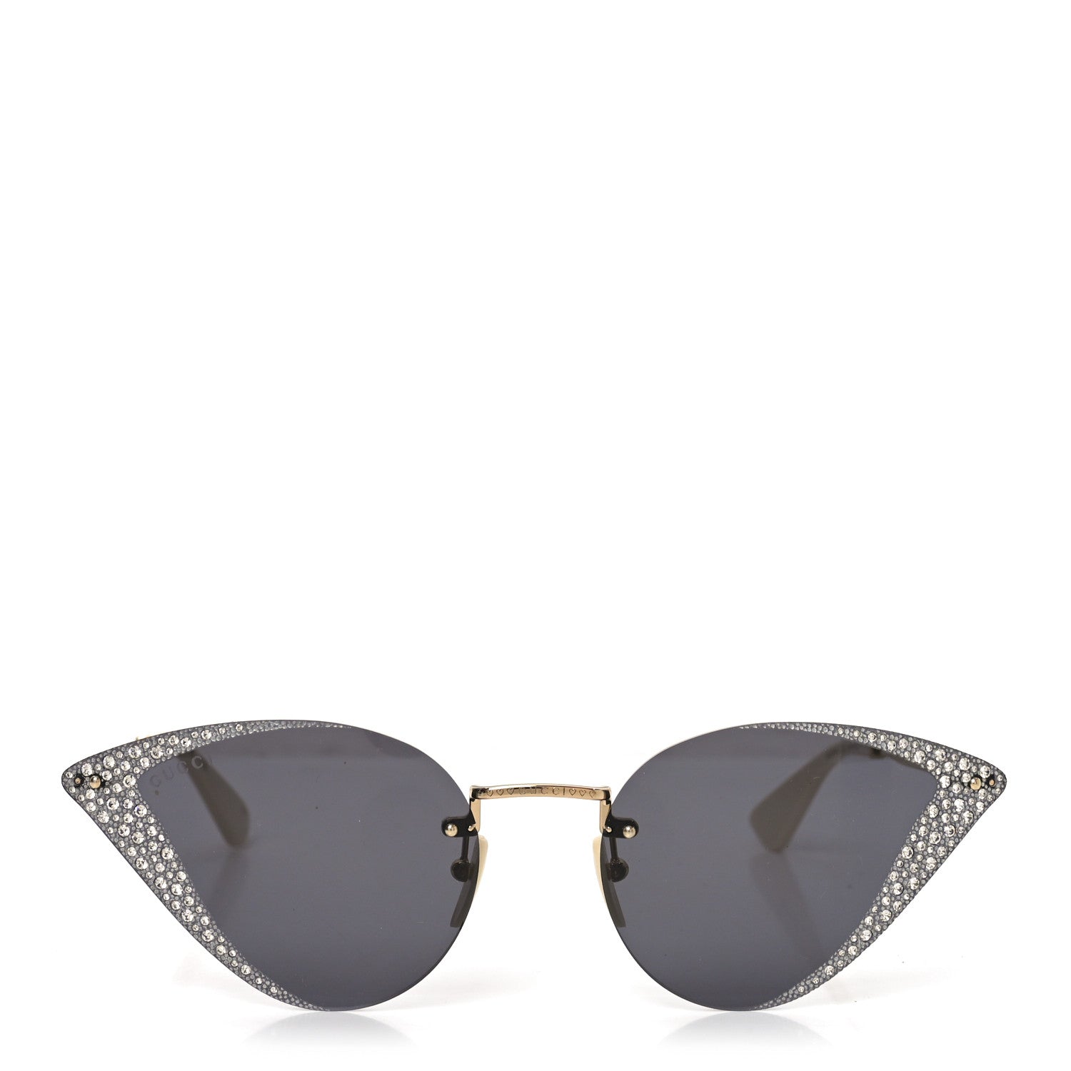 Gucci Metal Crystal Geometrical Frame Sunglasses GG0898S Silver Gold