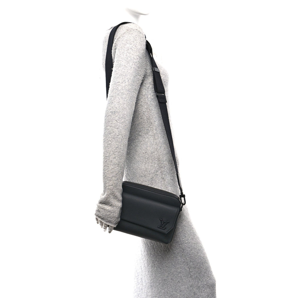 Louis Vuitton Calfskin Aerogram Fastline Messenger Black
