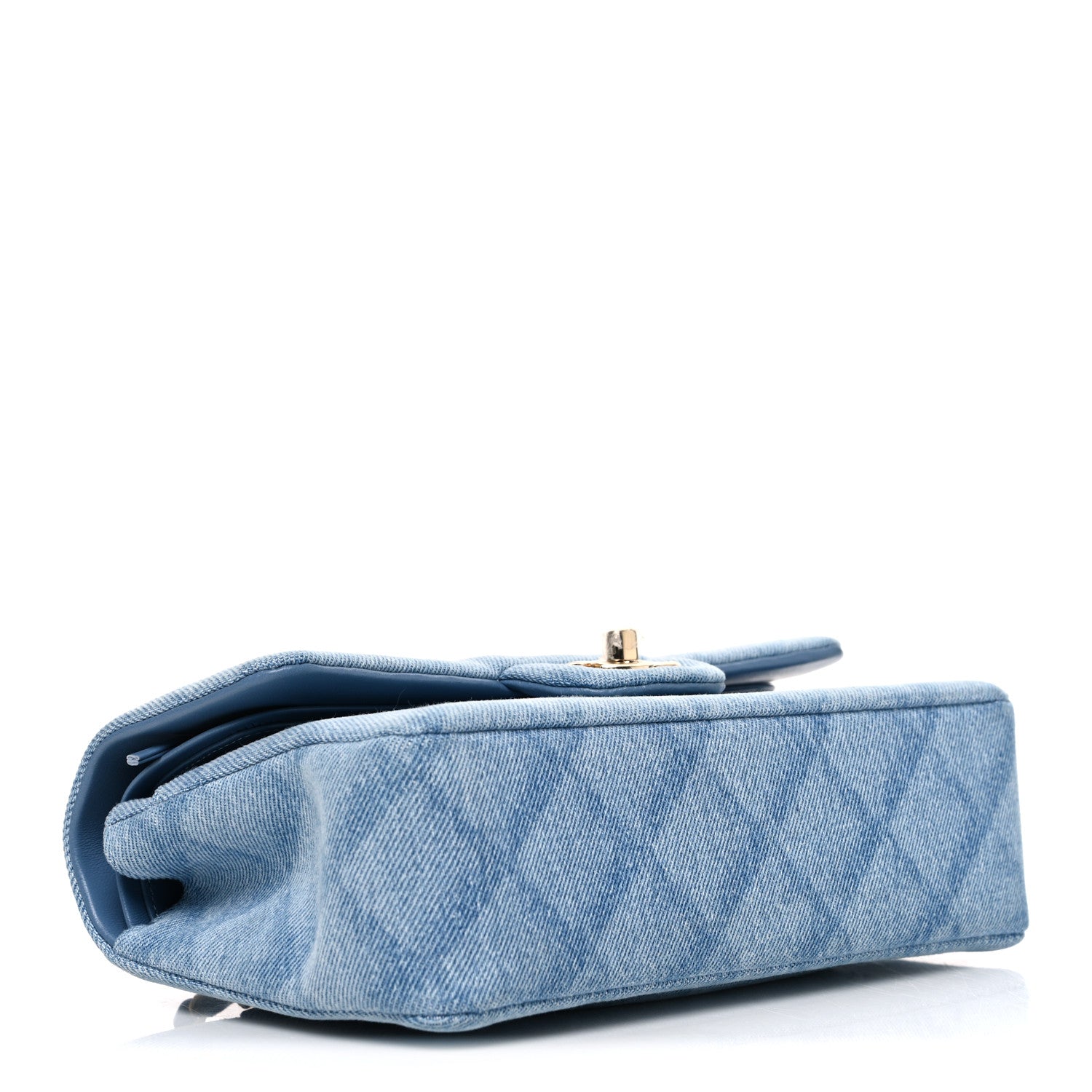 Chanel Printed Denim Quilted Small Double Flap Light Blue