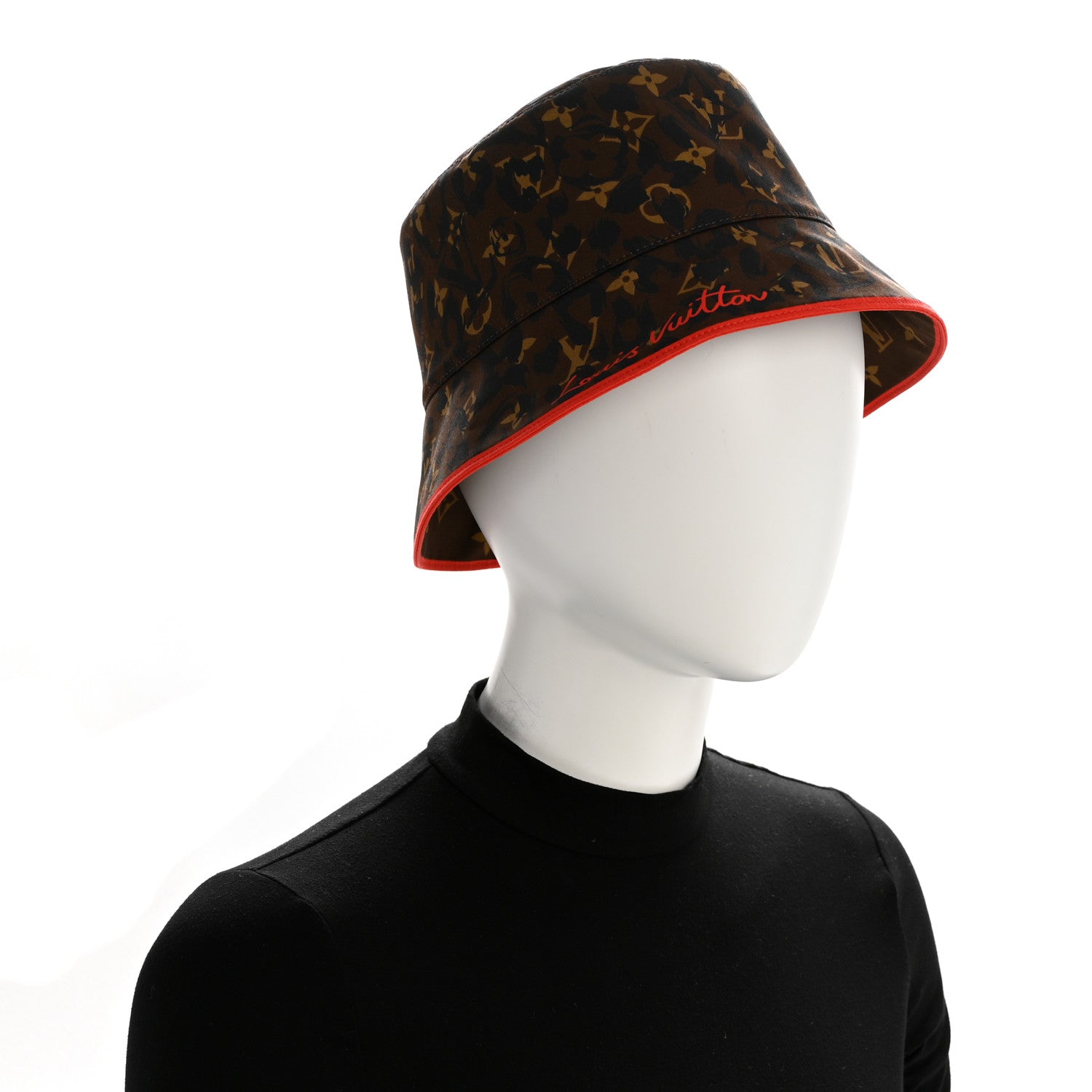 Louis Vuitton Cotton LV Safari Bucket Hat S Black Red