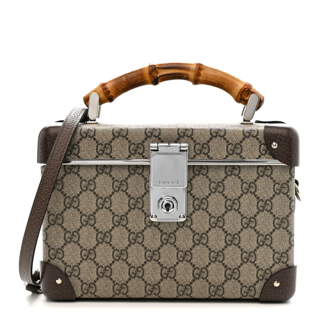 Gucci GG Supreme Monogram Globe-Trotter Beauty Case Brown