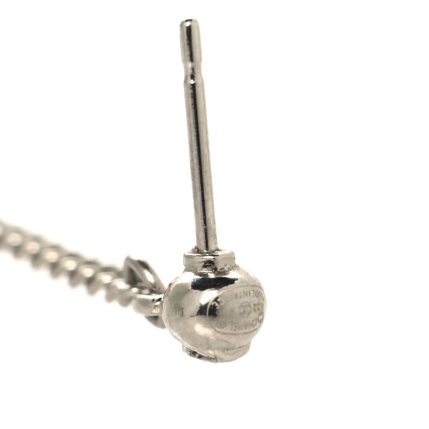 Baguette Crystal CC Drop Earrings Silver