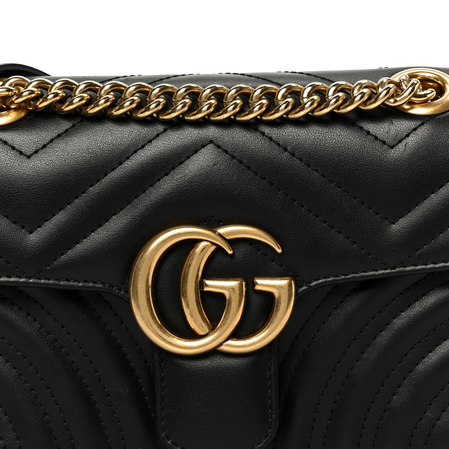 Gucci Calfskin Matelasse Mini GG Marmont Shoulder Bag Black