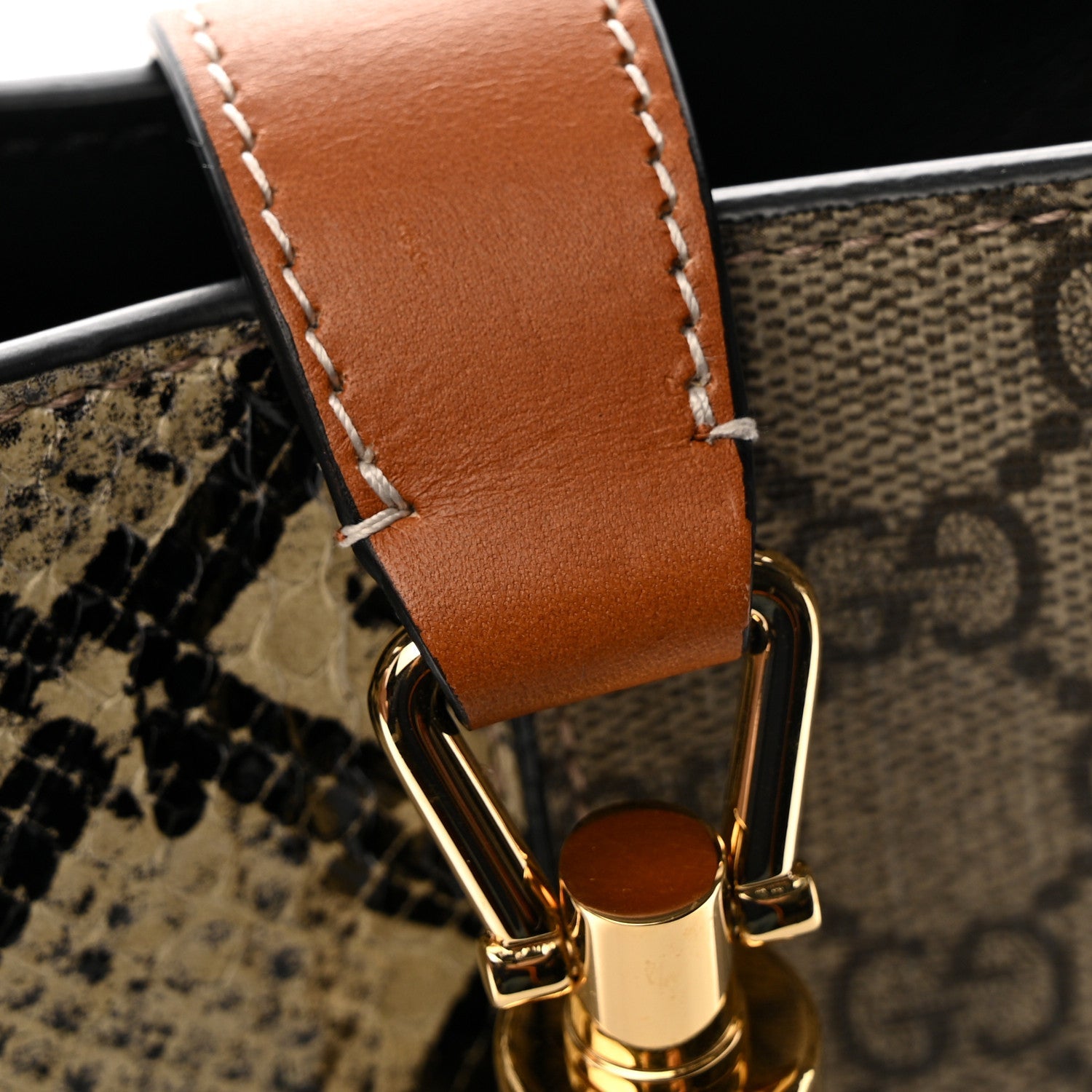 Gucci GG Supreme Monogram Snakeskin Small Jackie 1961 Hobo Beige Ebony