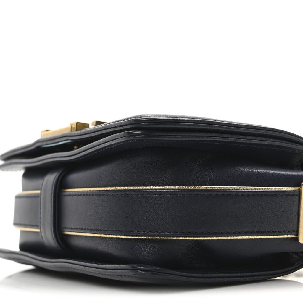 Chanel Sheepskin Braided Small Boy Reverso Flap Navy