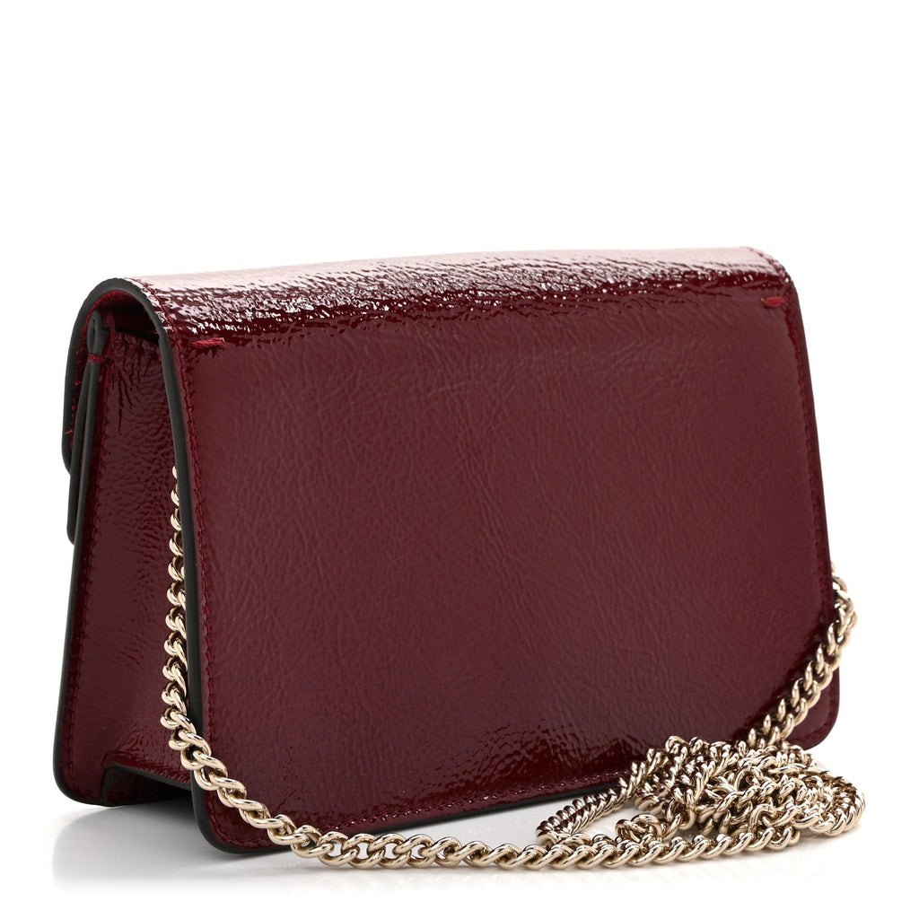 Gucci Crinkled Patent Mini Dionysus Shoulder Bag Rosso Ancora Red