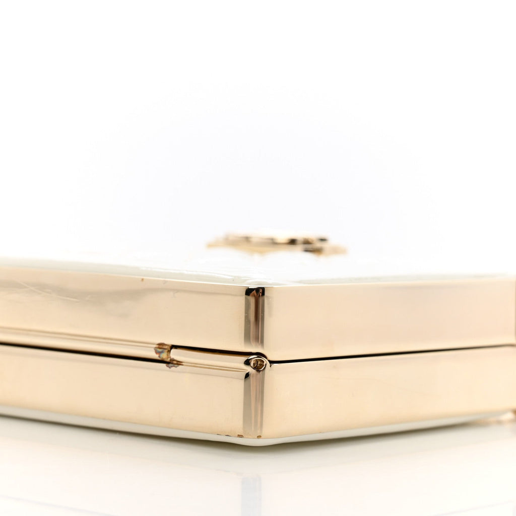 Chanel Patent Calfskin Boy Minaudiere White