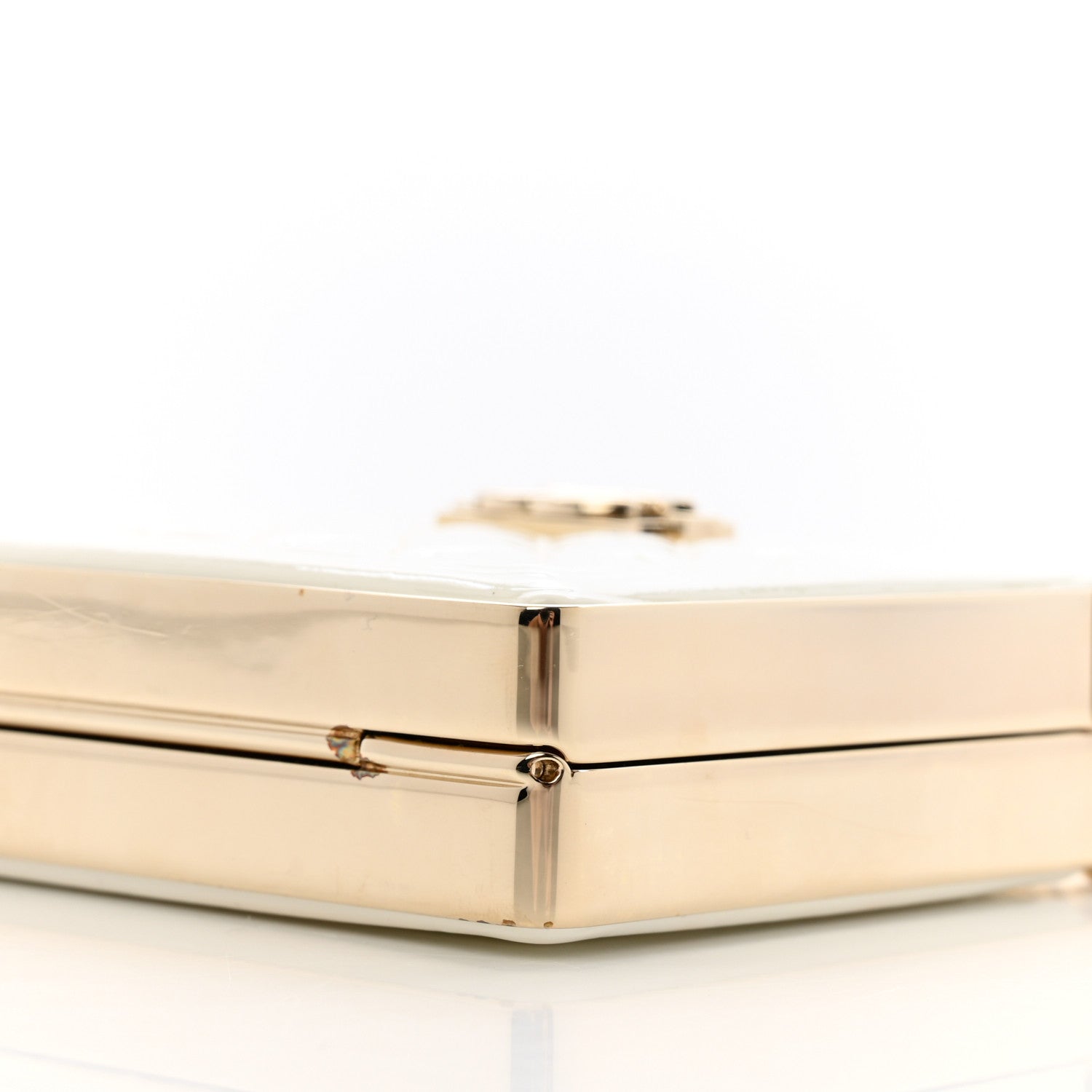 Chanel Patent Calfskin Boy Minaudiere White