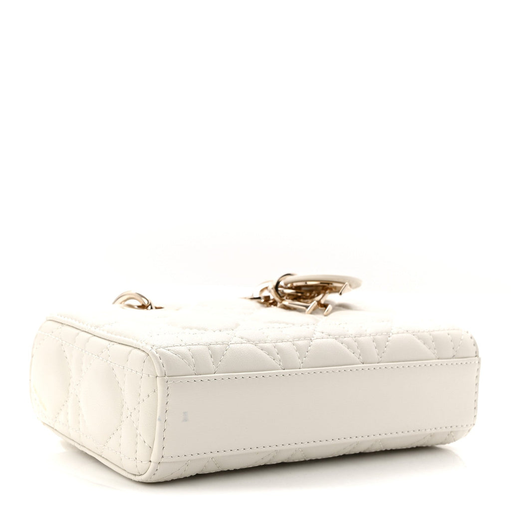 Christian Dior Lambskin Cannage Micro Lady D-Joy Latte