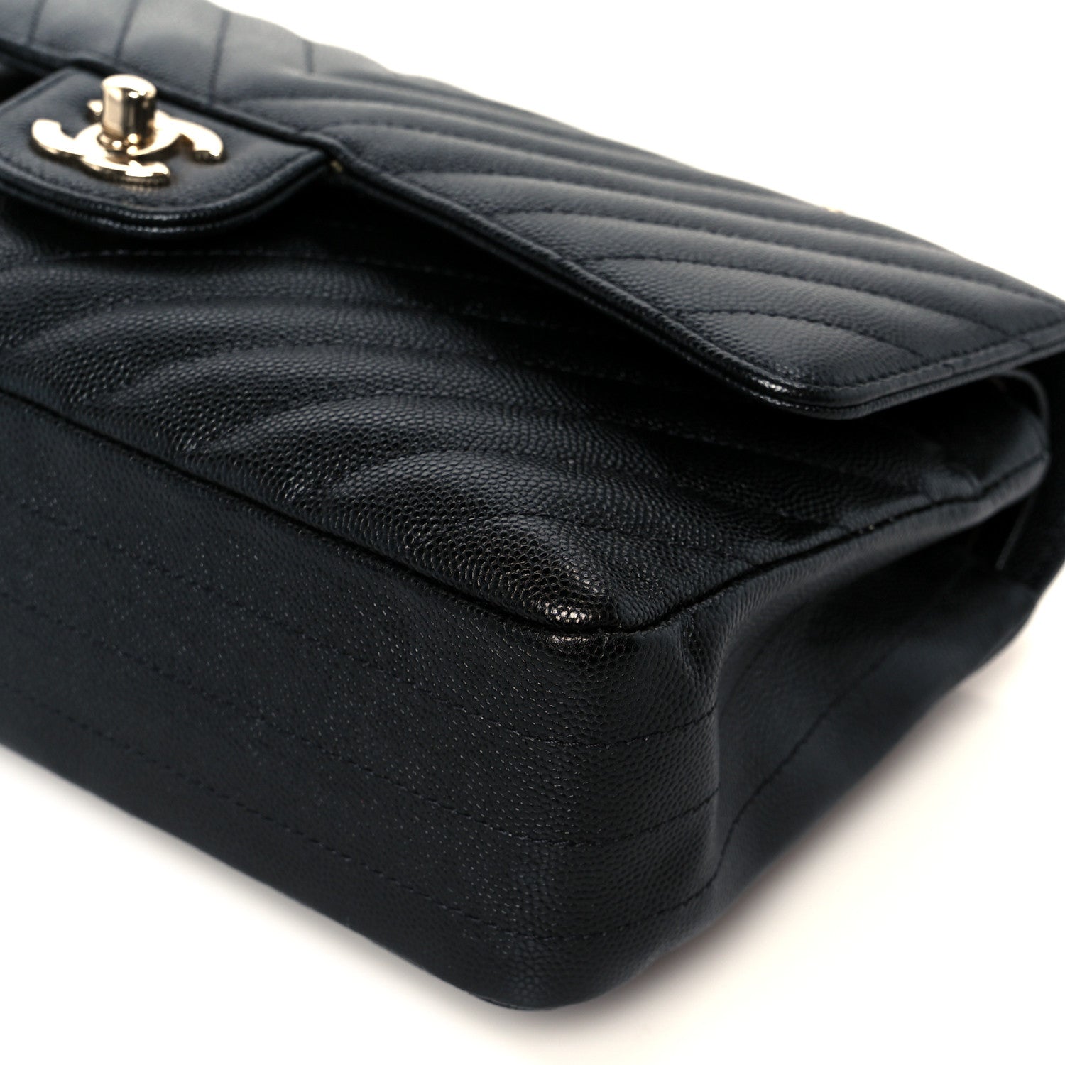 Chanel Caviar Chevron Quilted Medium Double Flap Black