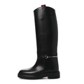 Gucci Shiny Calfskin Michelangelo Slim Horsebit Riding Boots 36 Black