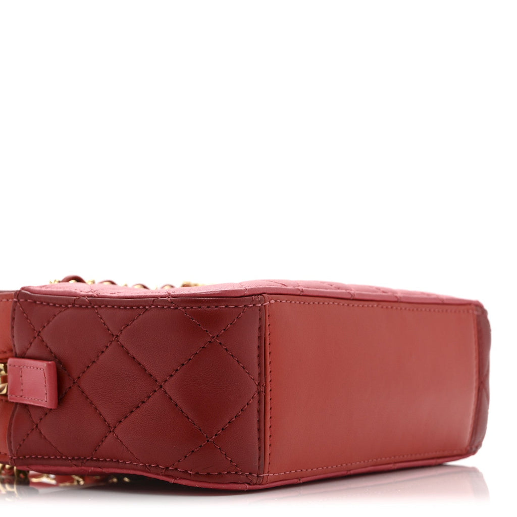 Chanel Goatskin Quilted Small In & Out Camera Case Pink Red