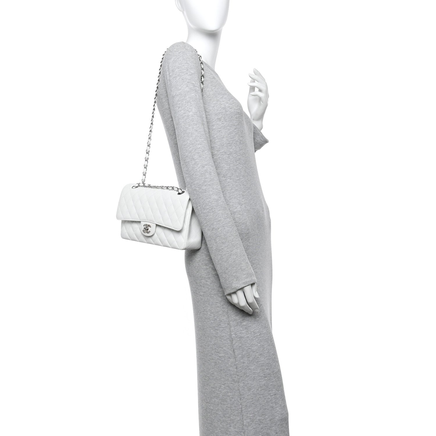 Chanel Caviar Quilted Medium Double Flap White