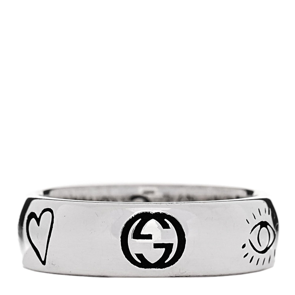 Gucci Sterling Silver Blind for Love Band Ring 45 3.25