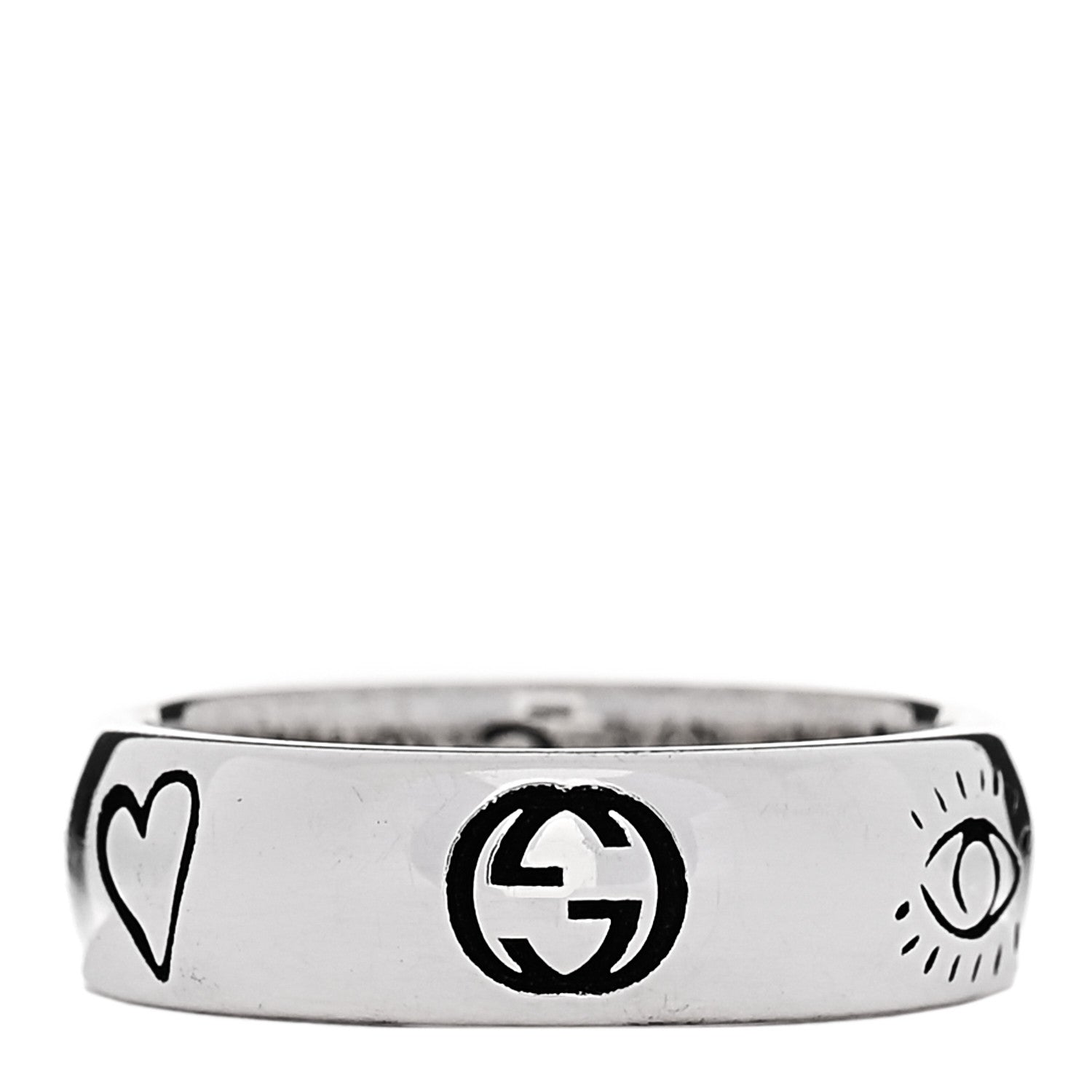 Gucci Sterling Silver Blind for Love Band Ring 45 3.25