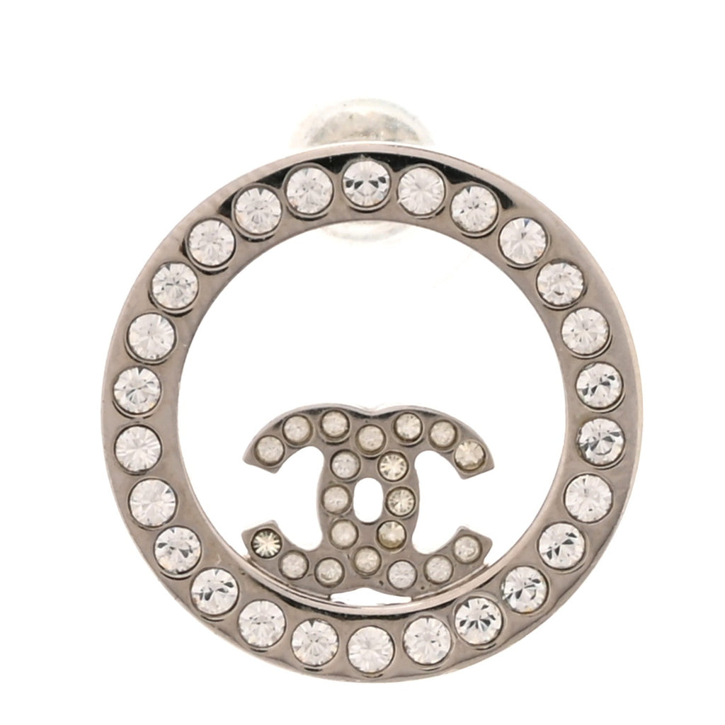 Crystal CC Round Single Earring Silver