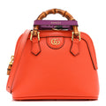 Gucci Textured Dollar Calfskin Mini Diana Dome Tote Bag Deep Orange Spicy Cyclamin