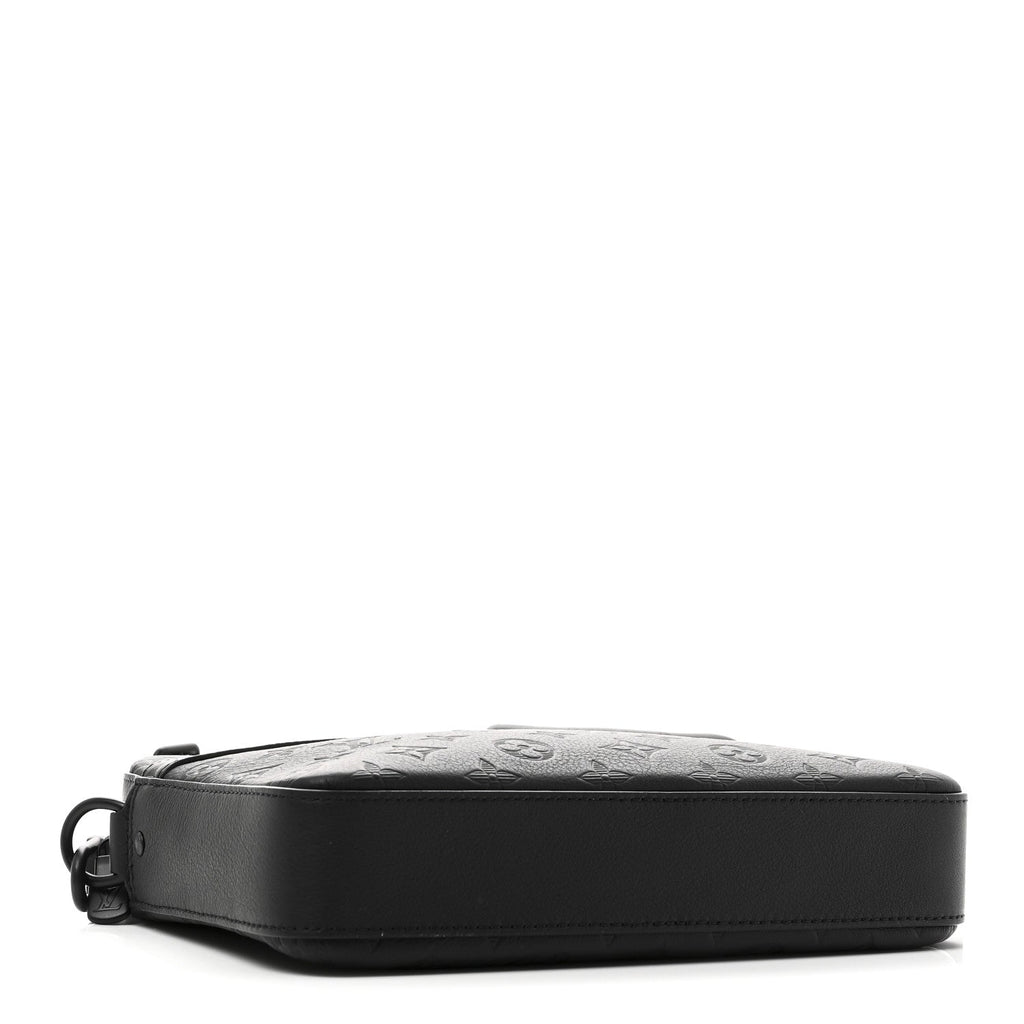 Louis Vuitton Calfskin Monogram Shadow Trio Messenger Black