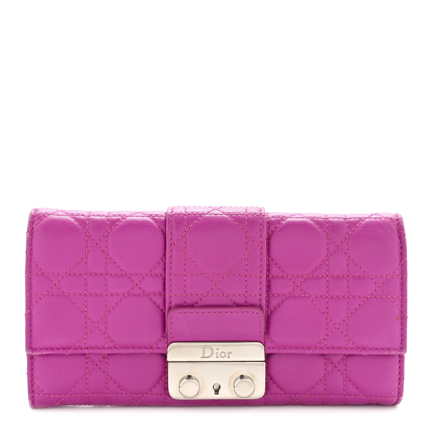 Christian Dior Lambskin Cannage Miss Dior Chain Wallet Dark Pink