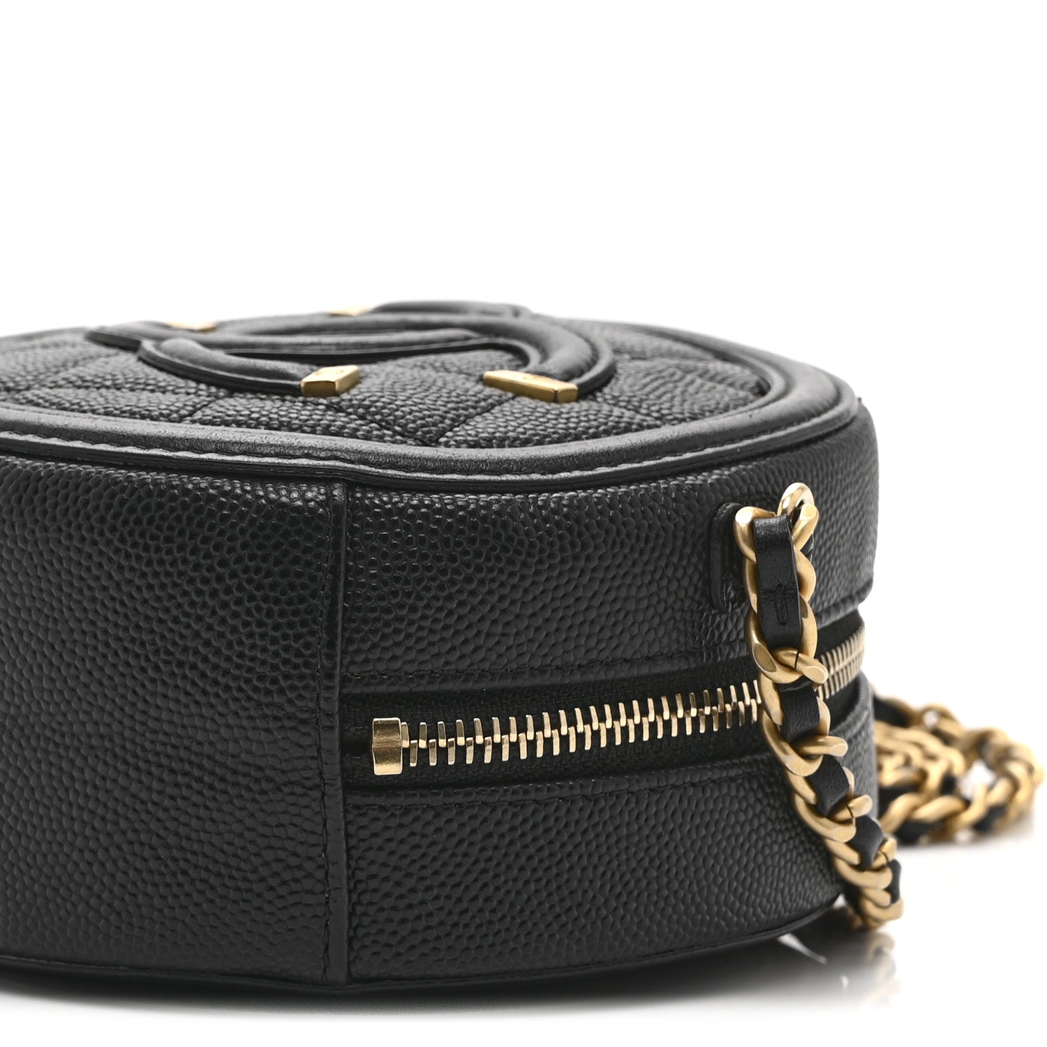 Chanel Caviar Quilted Round Filigree Crossbody Black