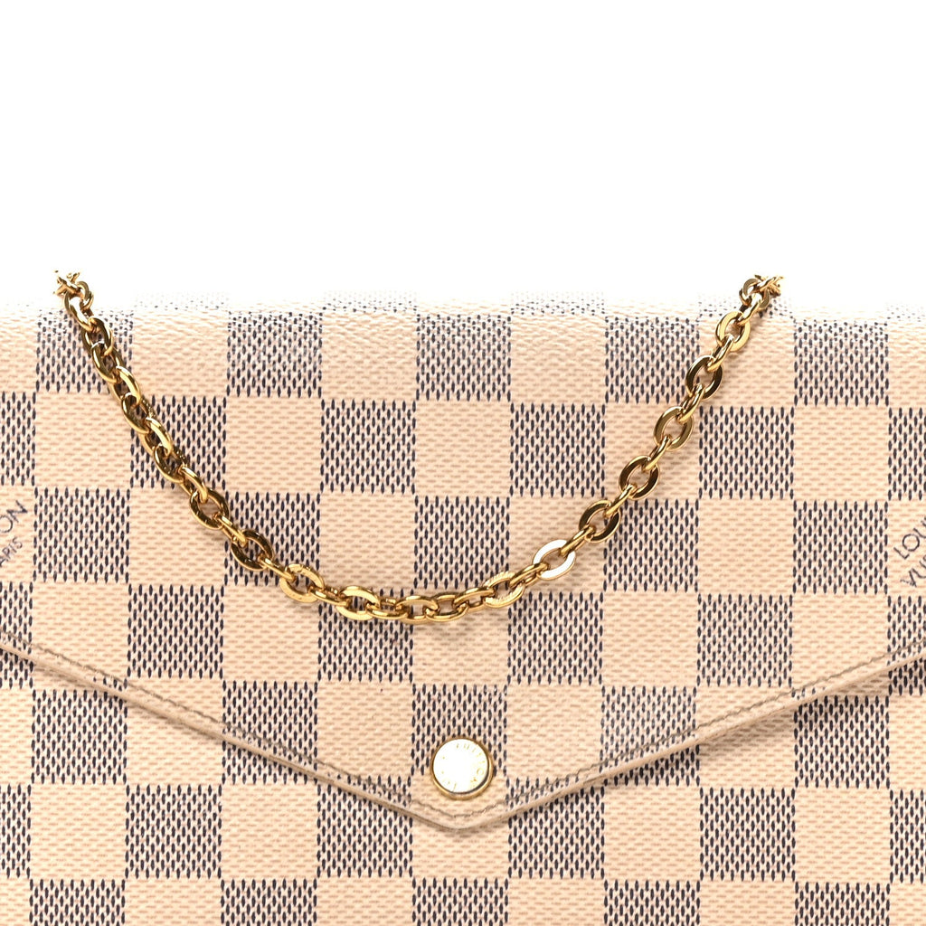 Louis Vuitton Damier Azur Pochette Felicie Chain Wallet Rose Ballerine