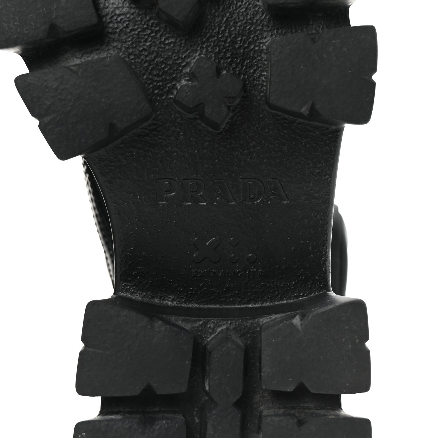 Prada Spazzolato Rois Nylon Metal Triangle Logo Monolith Pouch Pocket 55mm Boots 38 Black