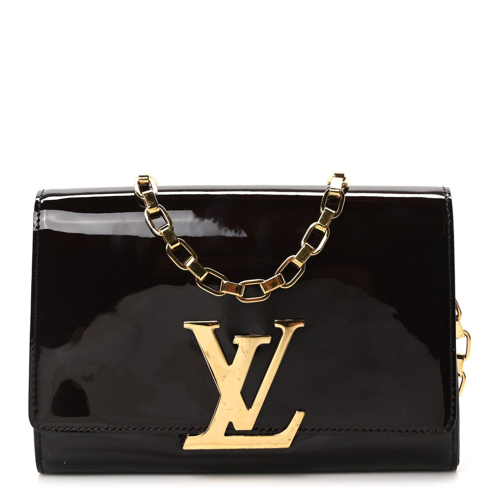 Louis Vuitton Patent Louise GM Chain Clutch Amarante