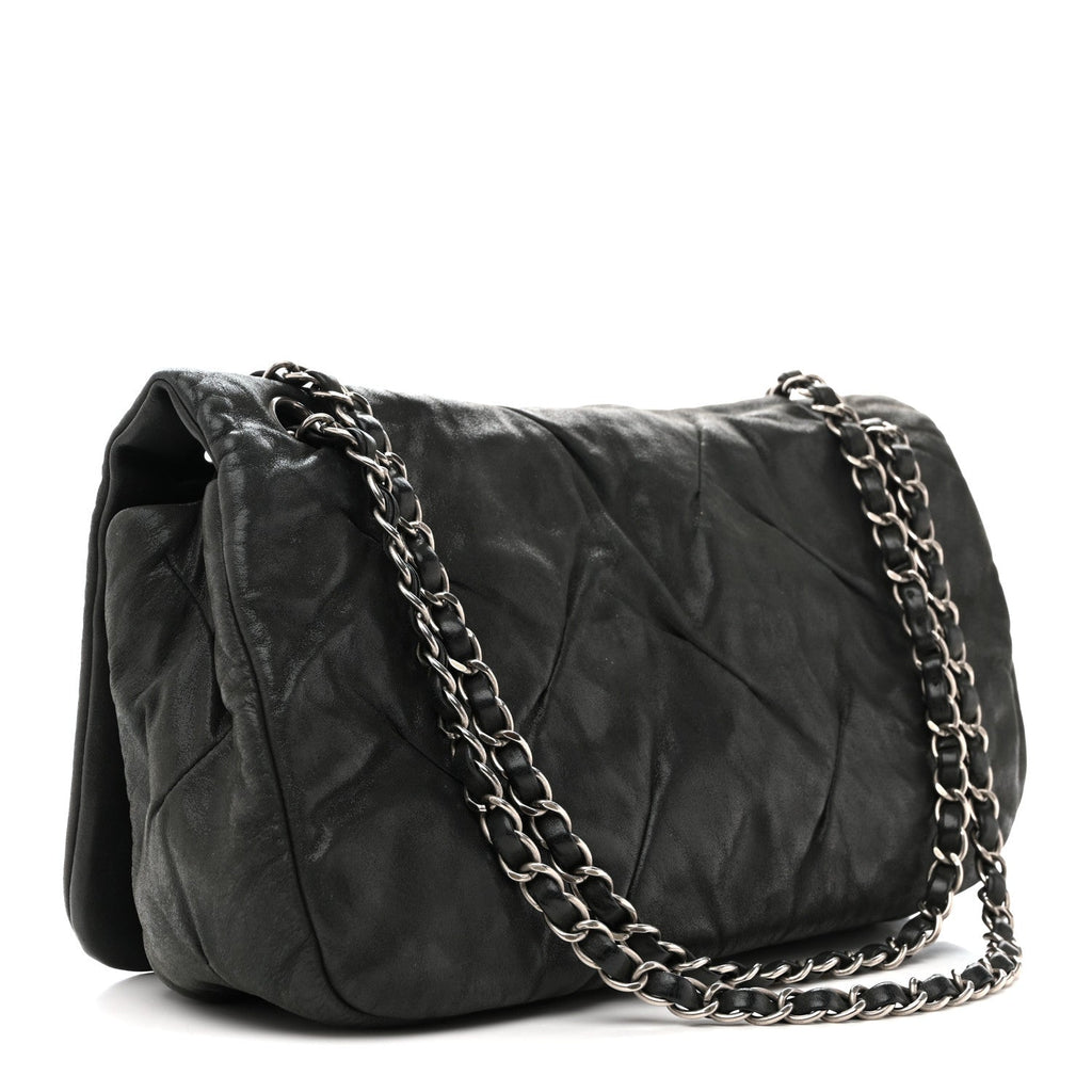 Chanel Iridescent Calfskin Glint Accordion Flap Black
