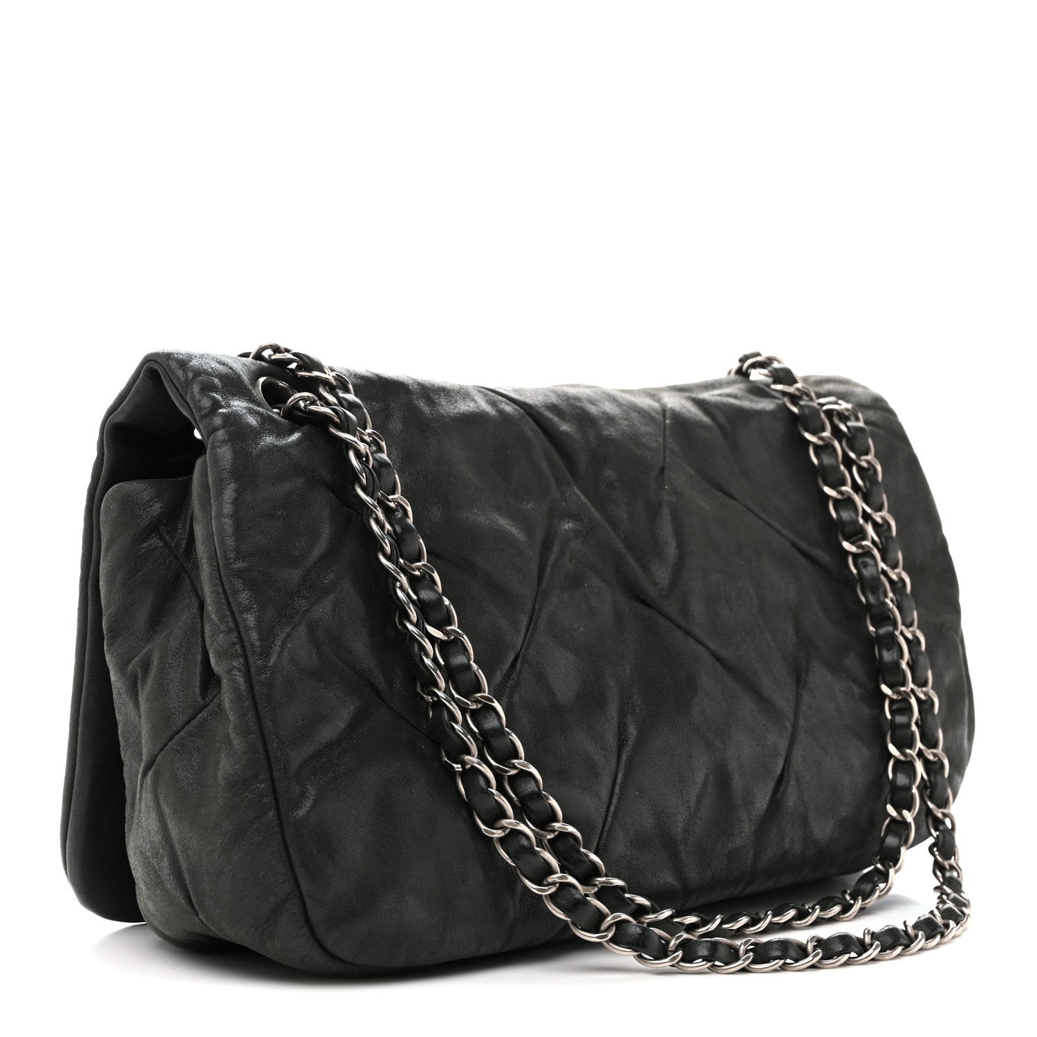 Chanel Iridescent Calfskin Glint Accordion Flap Black