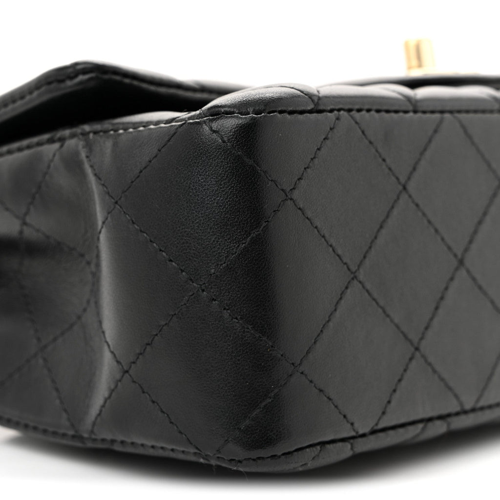 Chanel Lambskin Quilted Mini Rectangular Flap Black