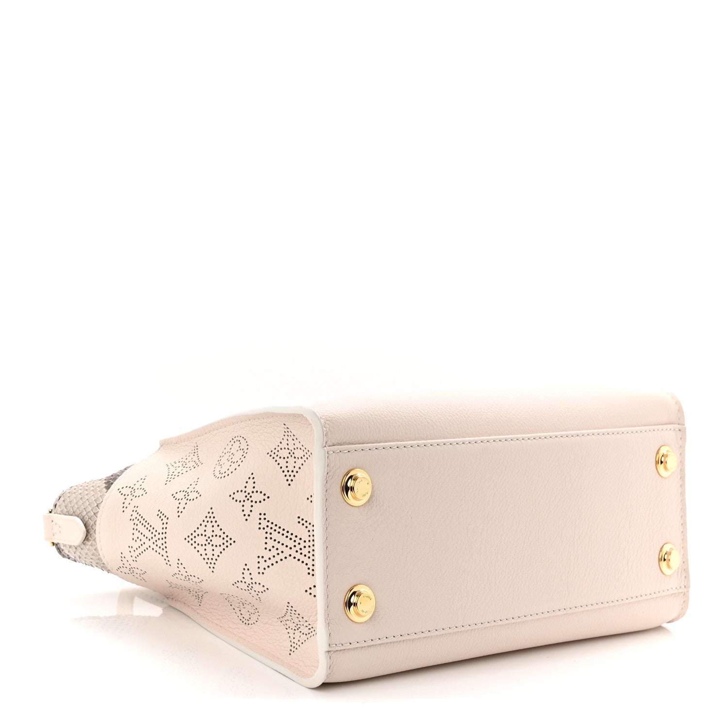 Louis Vuitton Calfskin Karung Snakeskin Mahina On My Side PM Quartz White