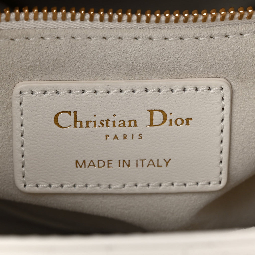 Christian Dior Lambskin Cannage Small My ABCDior Lady Dior White