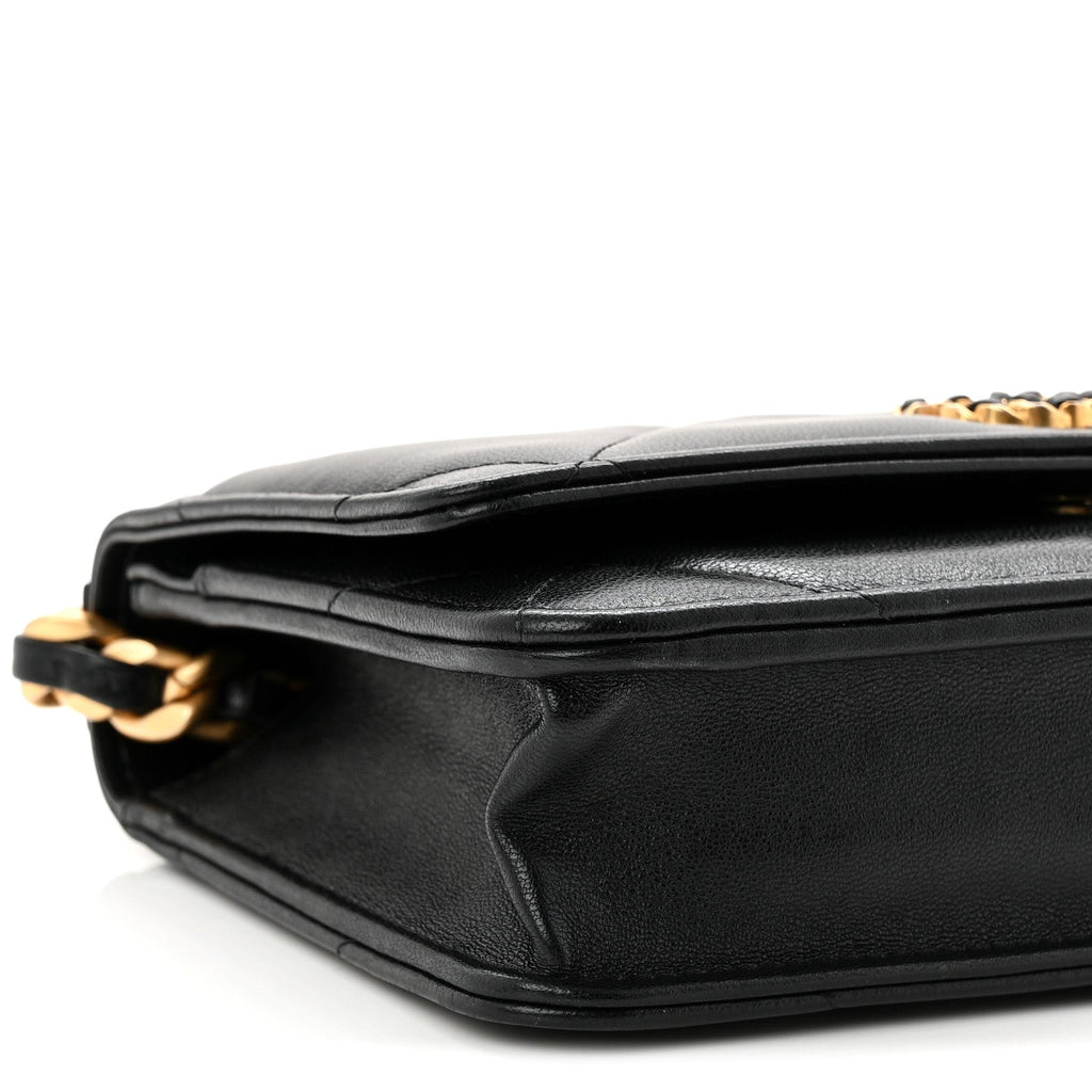 Chanel Lambskin Quilted Chanel 19 Wallet On Chain WOC Black