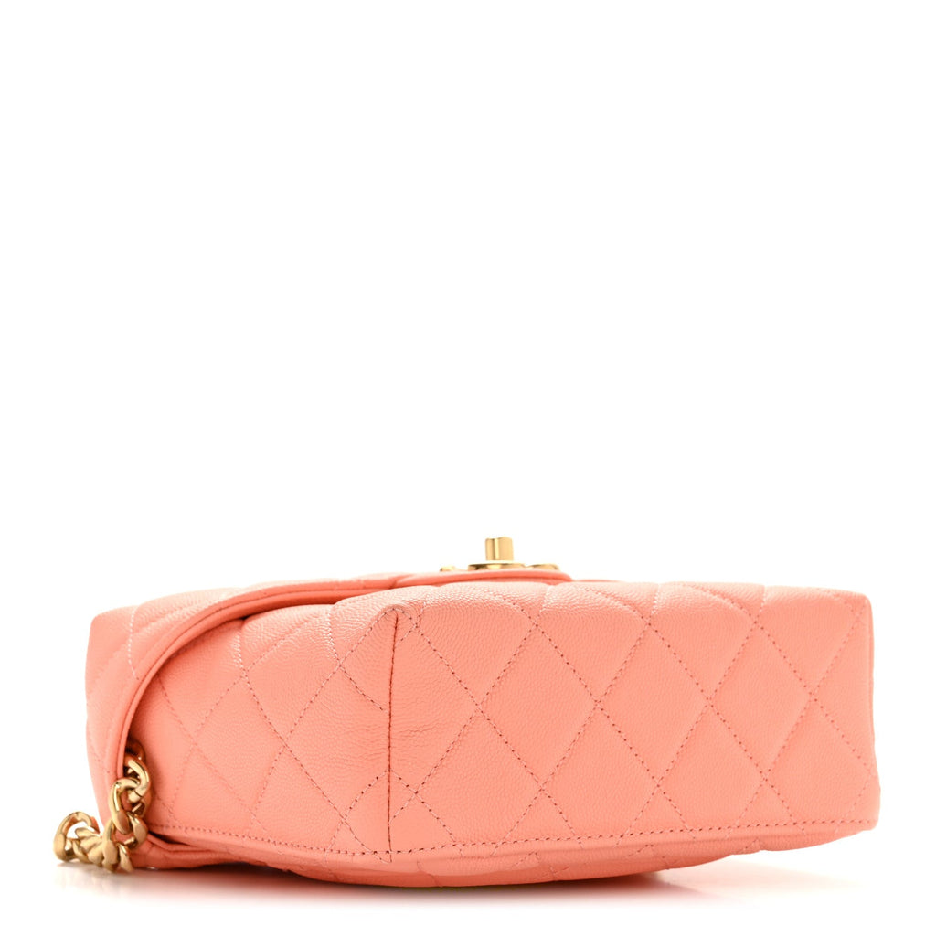 Chanel Caviar Quilted Handy Box Vanity Case Orange
