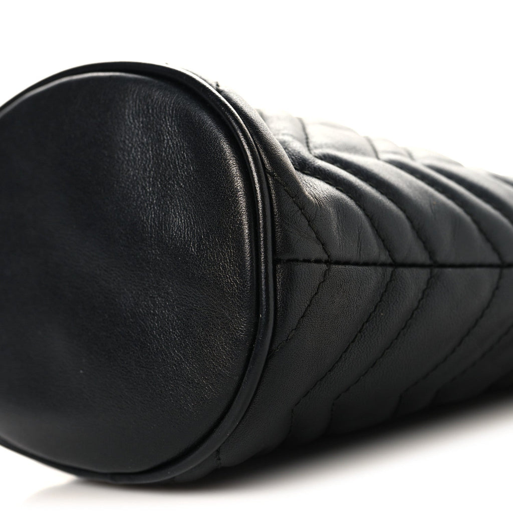 Gucci Calfskin Matelasse Mini GG Marmont 2.0 Bucket Bag Black