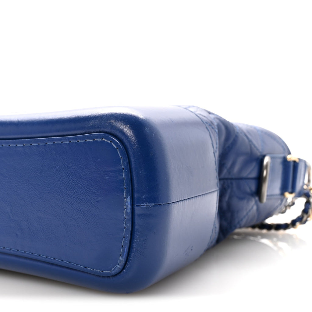 Chanel Aged Calfskin Quilted Medium Gabrielle Hobo Blue