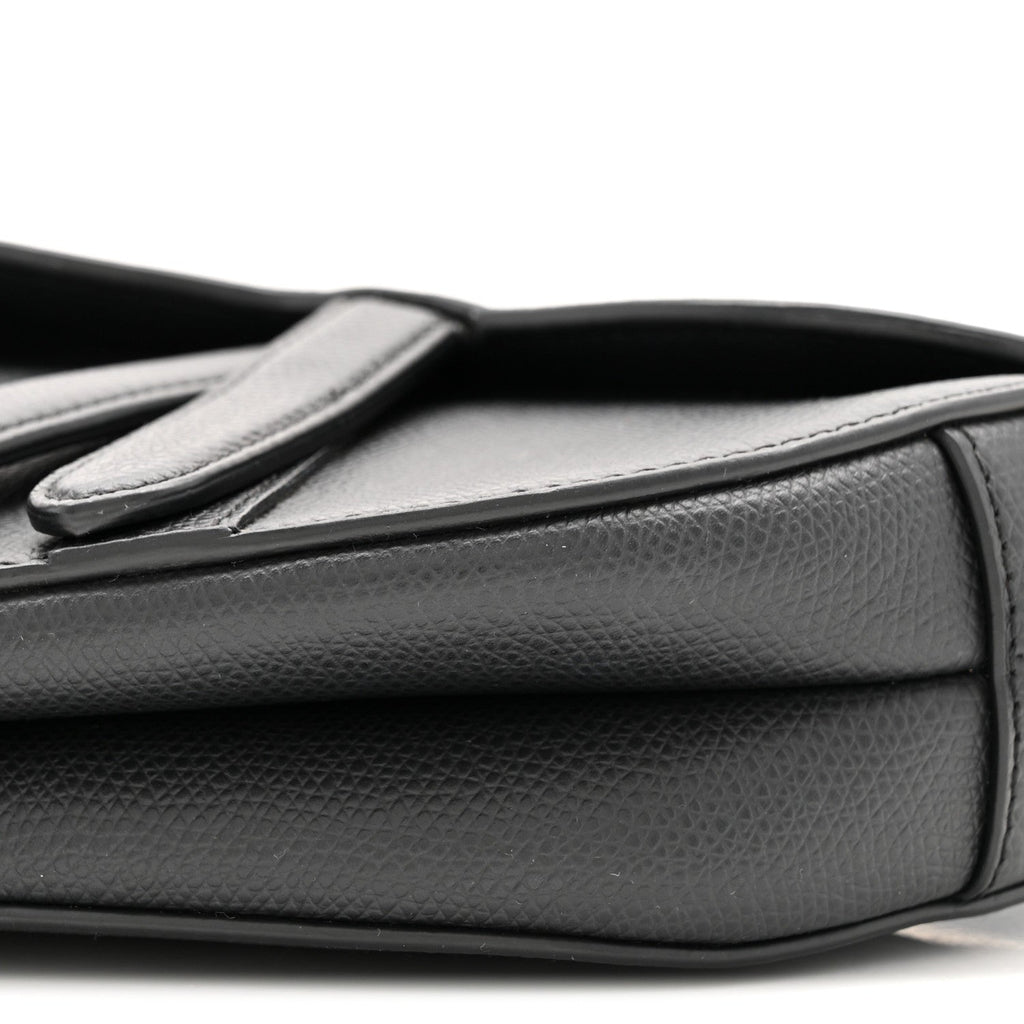 Christian Dior Grained Calfskin Mini Saddle Bag Black