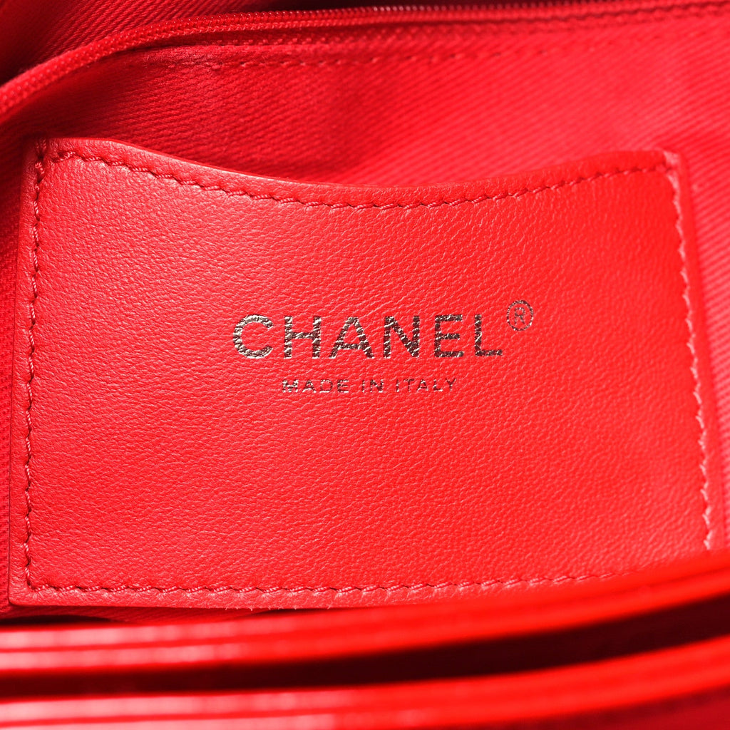 Chanel Patent Quilted Large Just Mademoiselle Bowling Bag Red