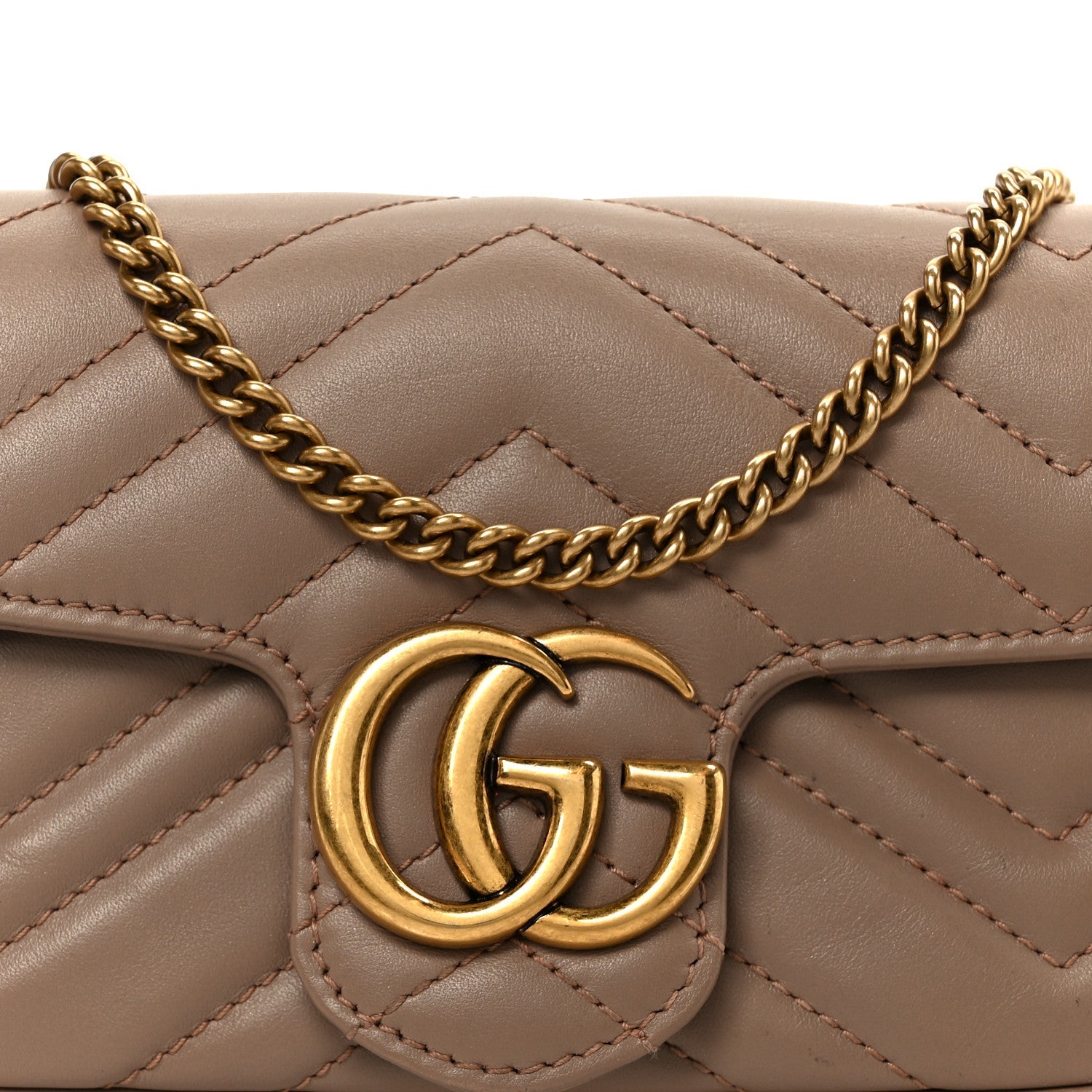 Gucci Calfskin Matelasse Super Mini GG Marmont Shoulder Bag Porcelain Rose