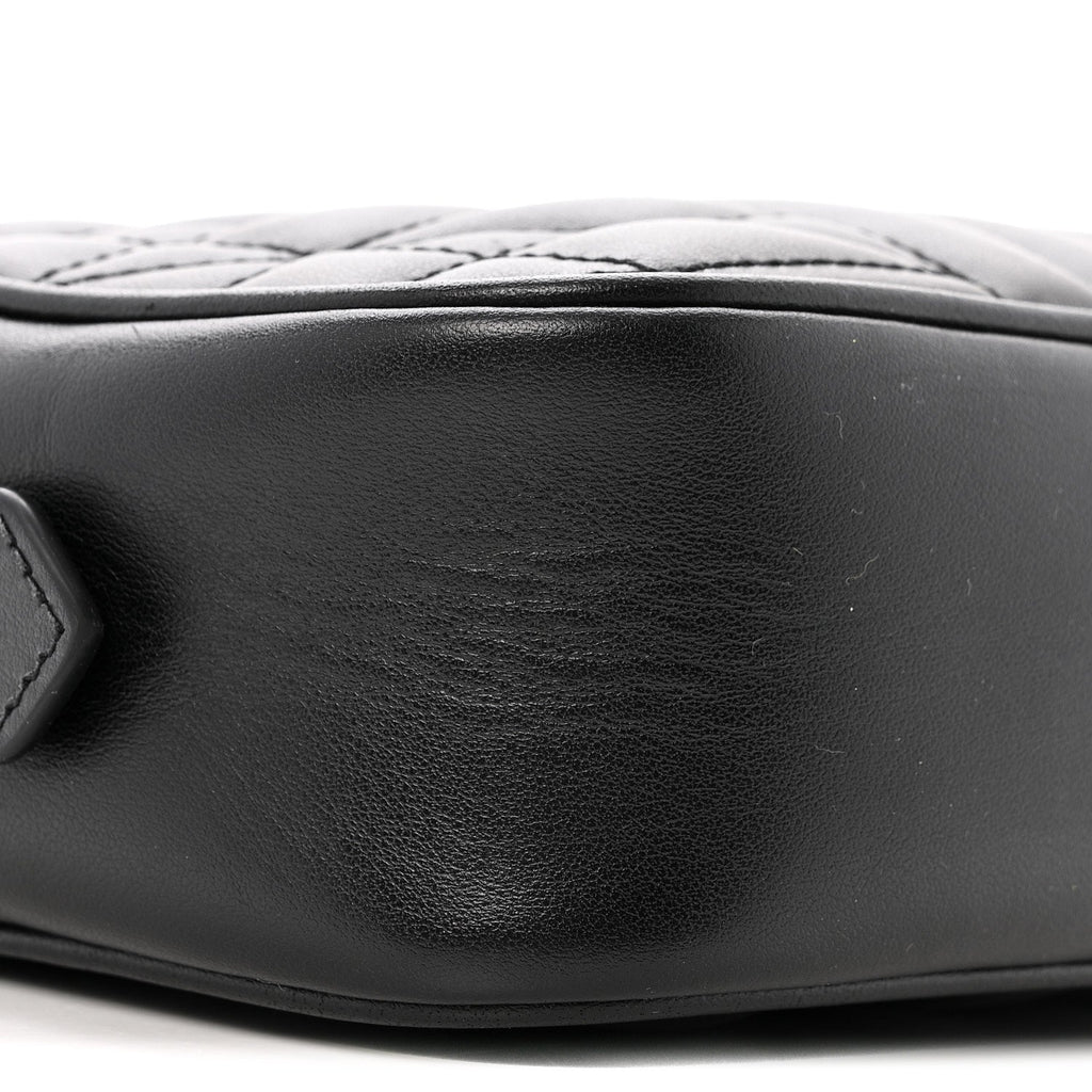 Gucci Calfskin Matelasse Aria GG Marmont Chain Shoulder Bag Black