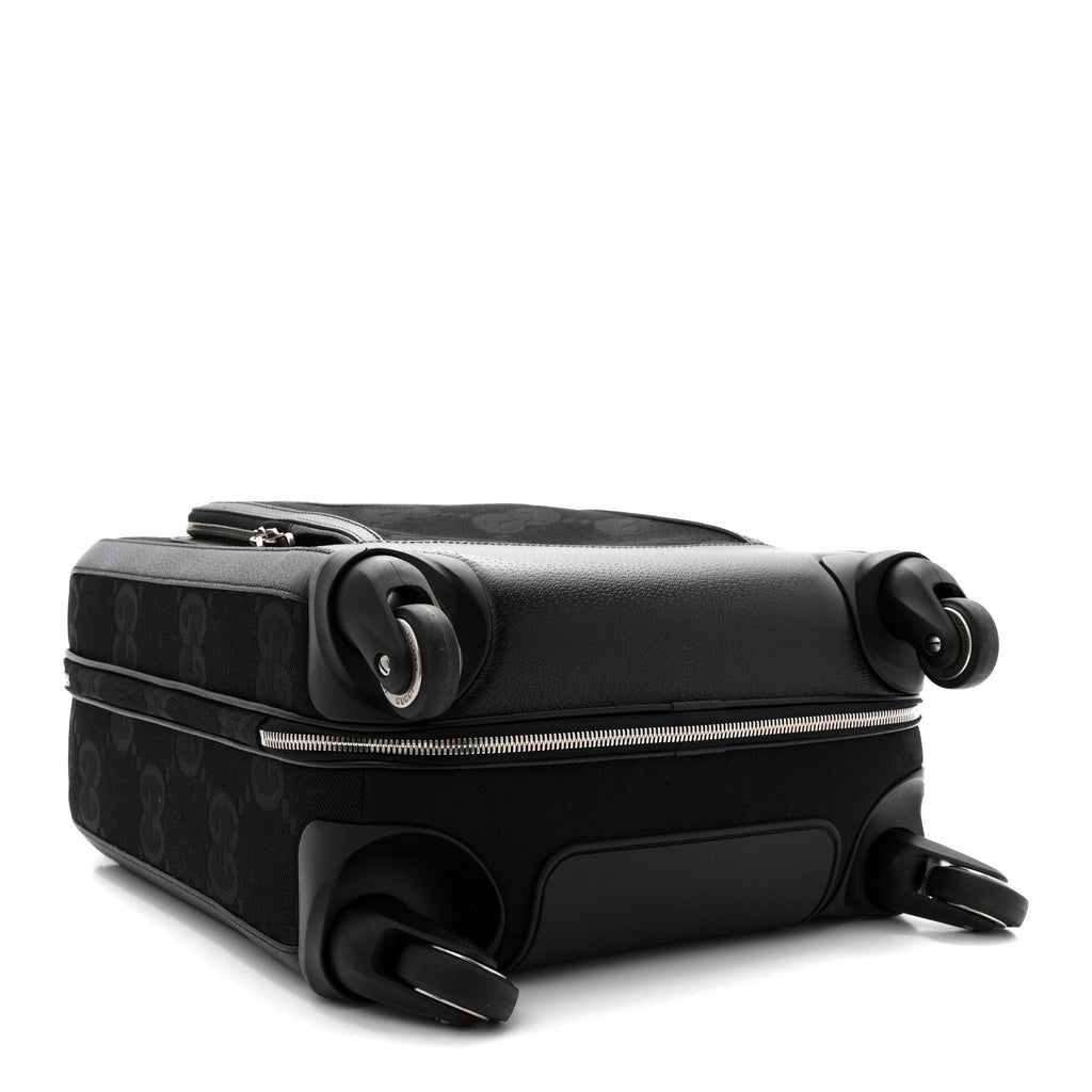 Gucci Monogram Jumbo GG Canvas Textured Calfskin Small Carry On Trolley Black