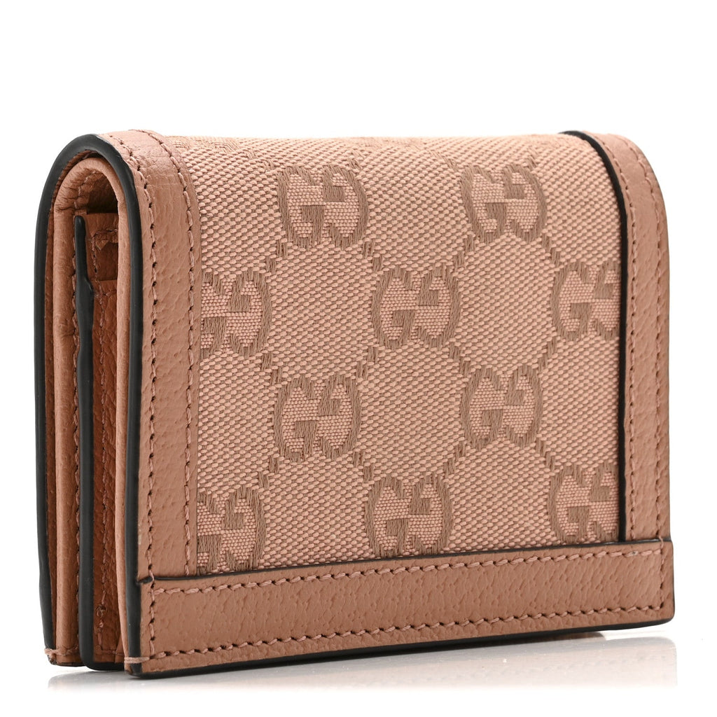 Gucci Monogram Textured Dollar Calfskin Card Case Cloche Rose Pink
