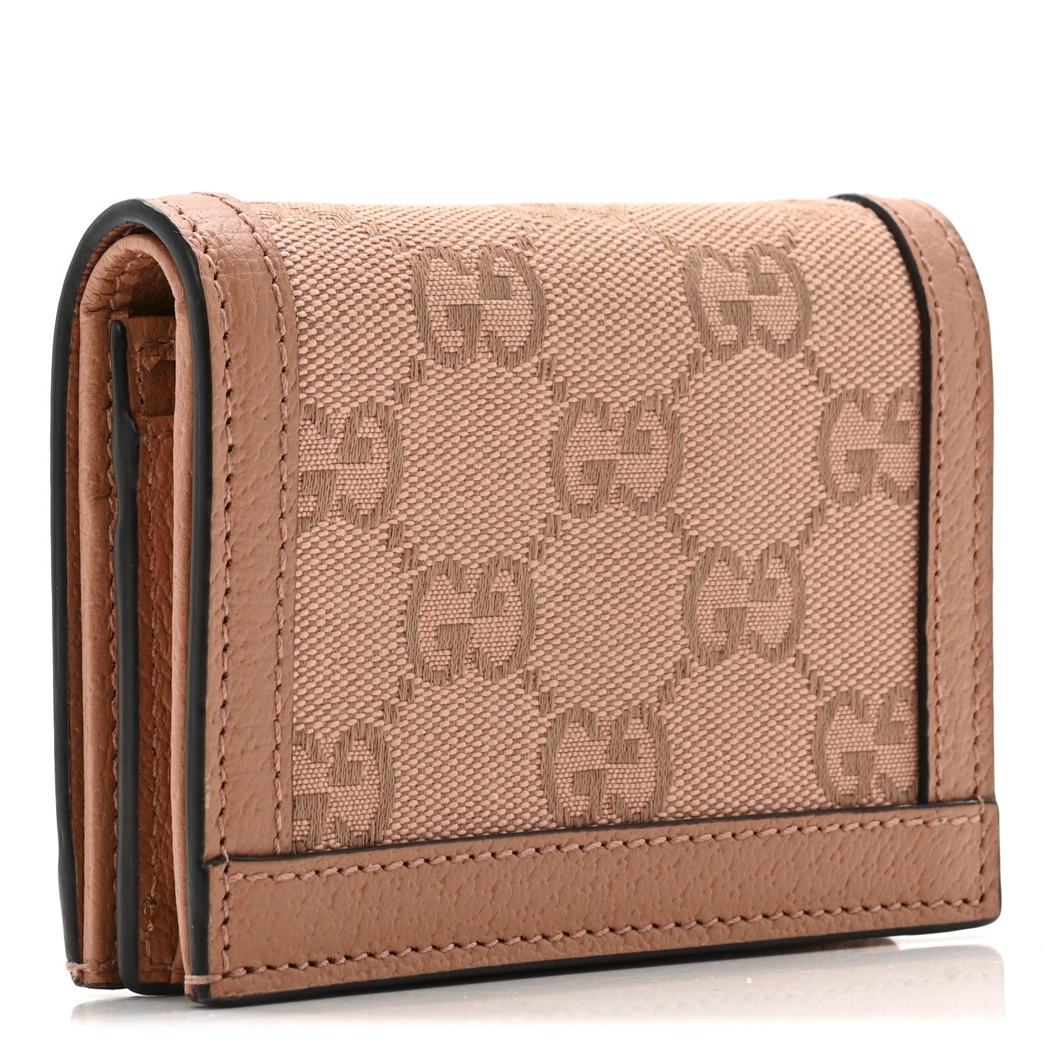 Gucci Monogram Textured Dollar Calfskin Card Case Cloche Rose Pink