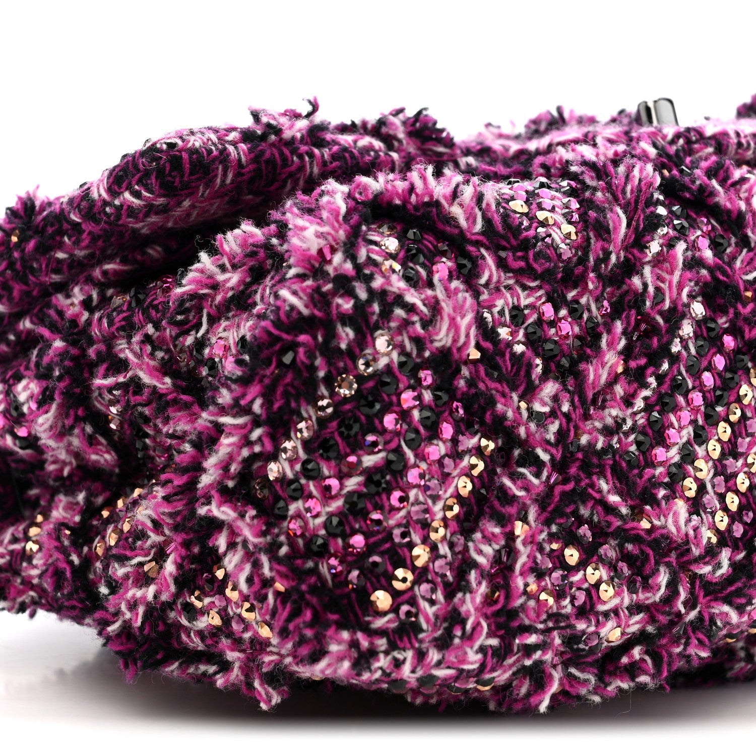 Chanel Crystal Tweed Quilted Medium Double Flap Purple Multicolor