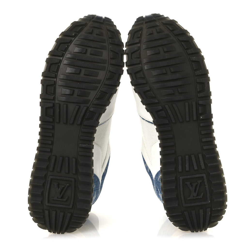 Louis Vuitton Calfskin Monogram Denim Run Away Sneakers 39 White